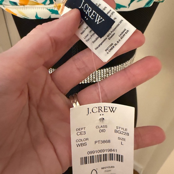 J. Crew Factory White Bold Saffron Matching Swim Set Top, Bottom, Sarong L & XL - Picture 11 of 11